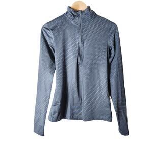 NIKE Dri-Fit Gray Geometric Design Active Full Zip Active Outdoor Golf Top SZ S